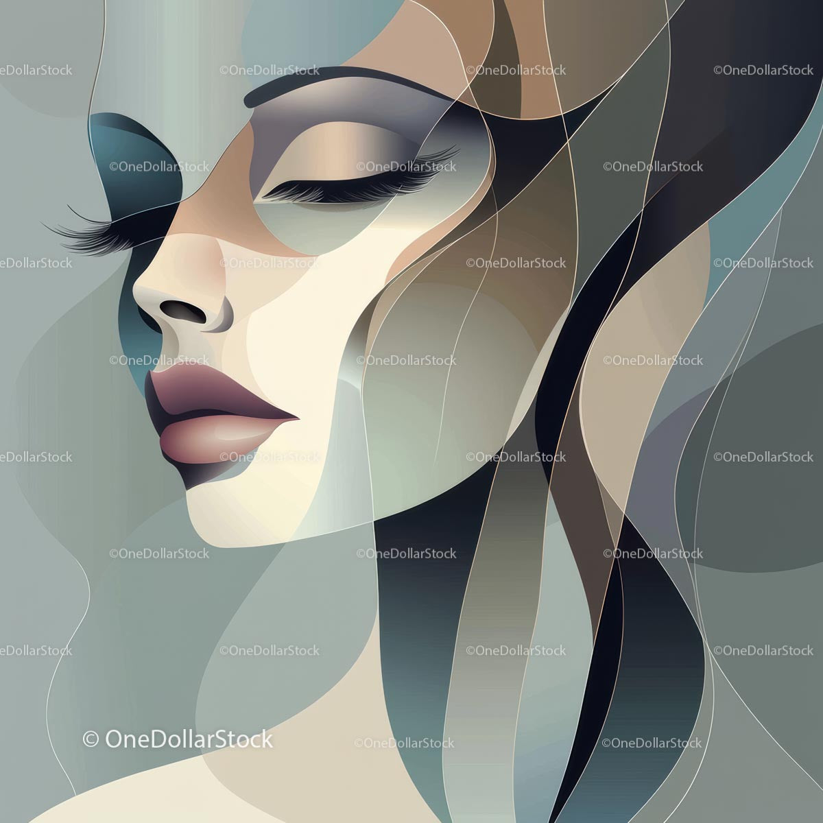 Abstract Portrait of a Woman in Elegant Soft Tones