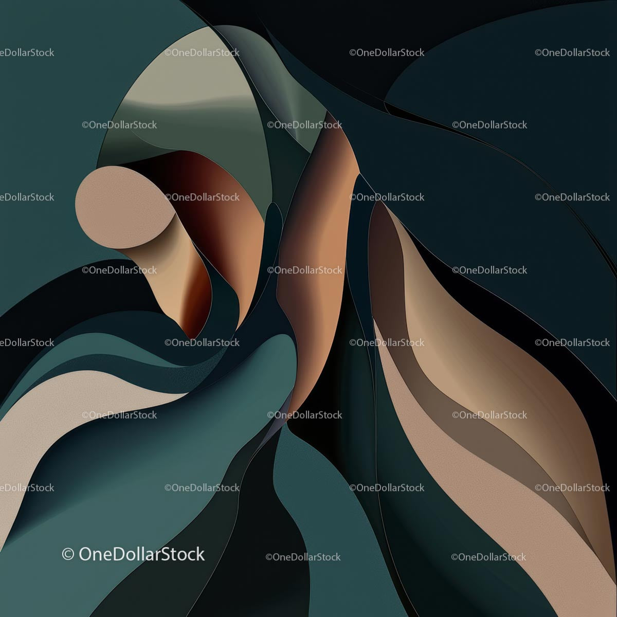 Elegant Abstract Design with Fluid Shapes and Dark Tones