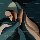 Elegant Abstract Design with Fluid Shapes and Dark Tones