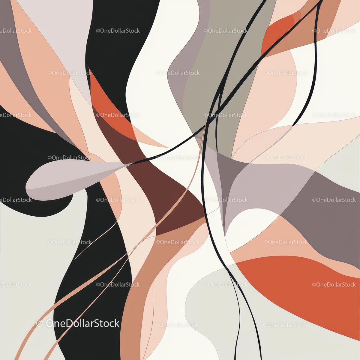 Modern Abstract Design with Flowing Shapes and Vibrant Colors