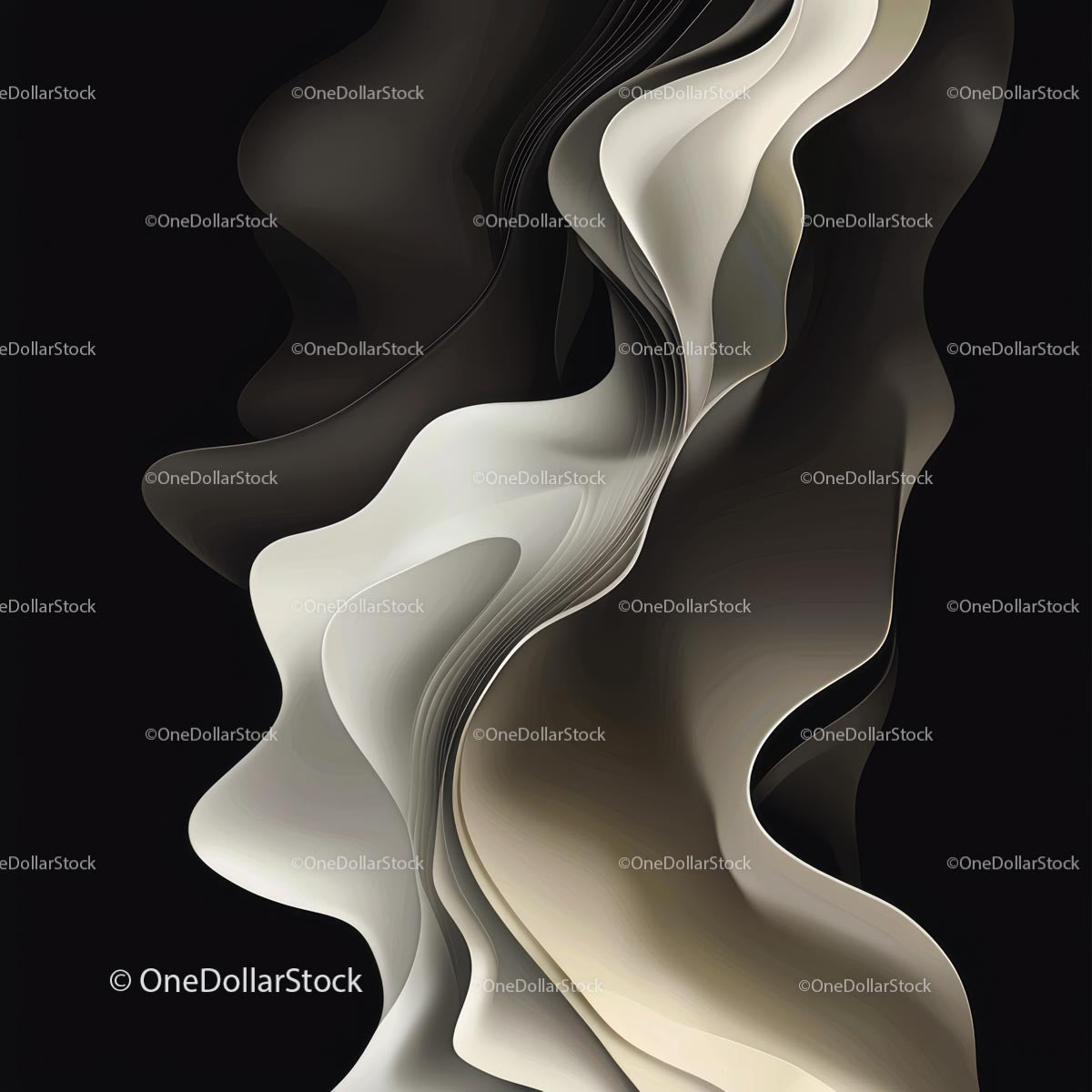 Abstract Monochrome Flowing Curves and Waves