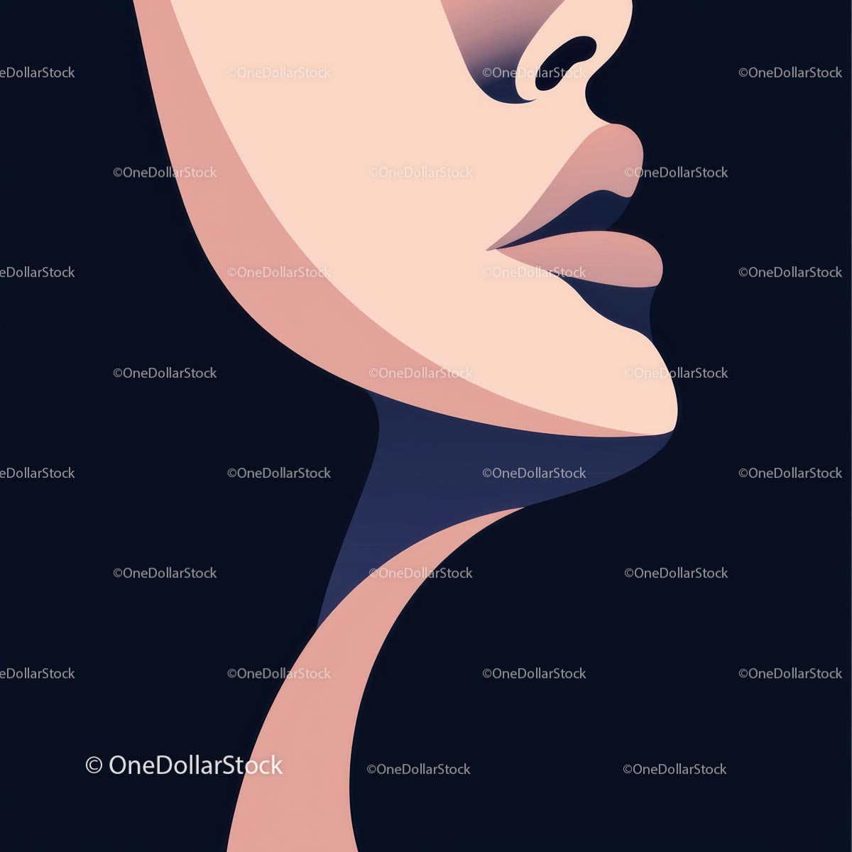 Elegant Minimalist Abstract Portrait of Woman's Face