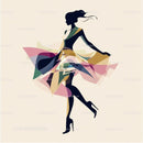 Elegant Female Silhouette in Colorful Abstract Layers