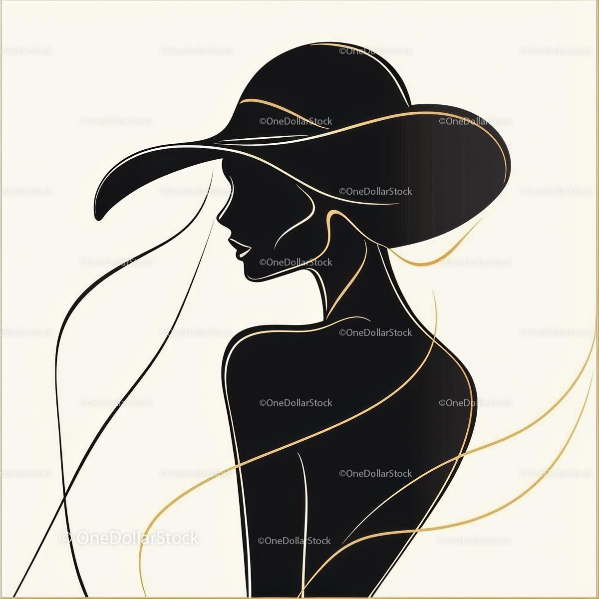 Elegant Silhouette of Woman in Fashionable Hat
