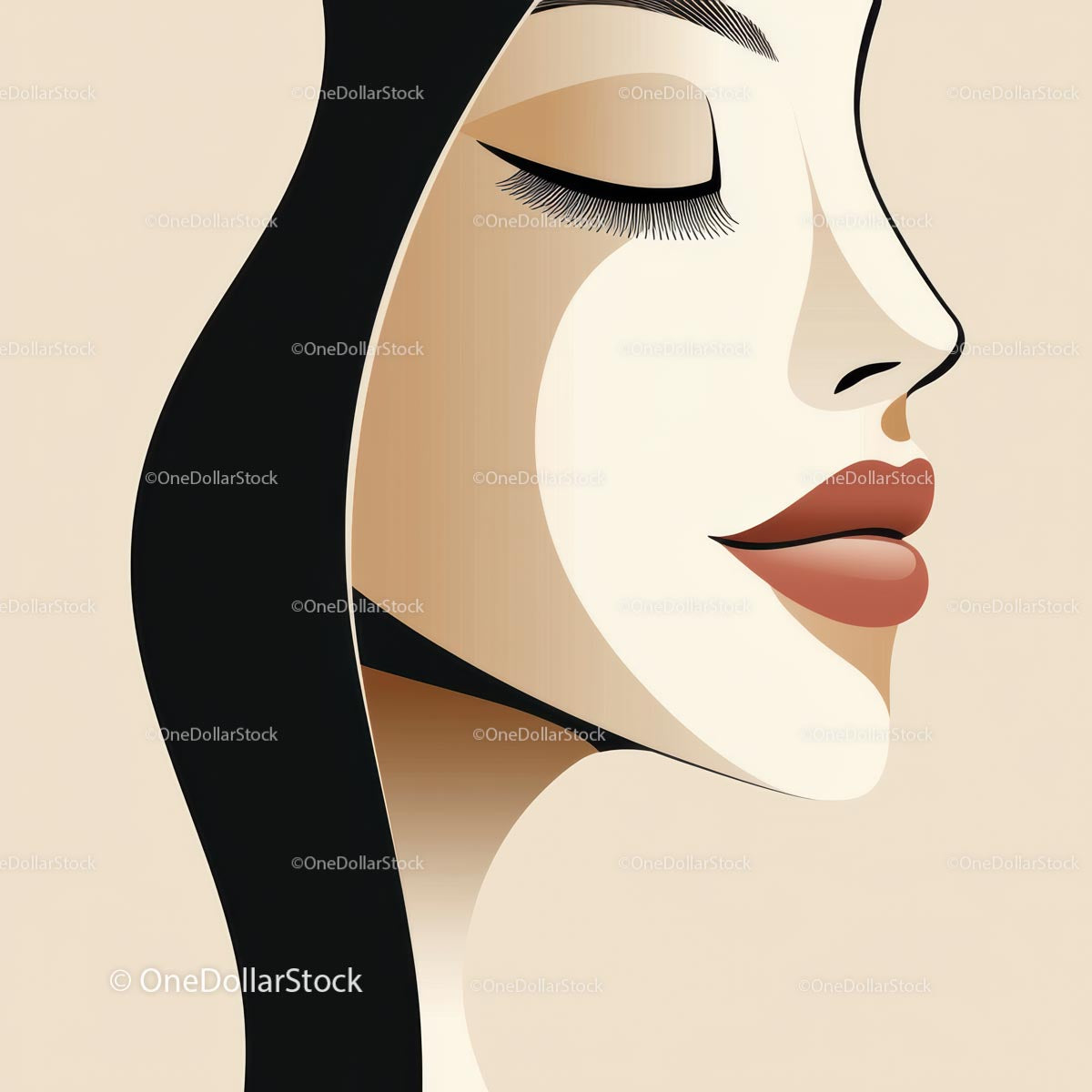 Elegant Minimalist Illustration of a Woman's Profile