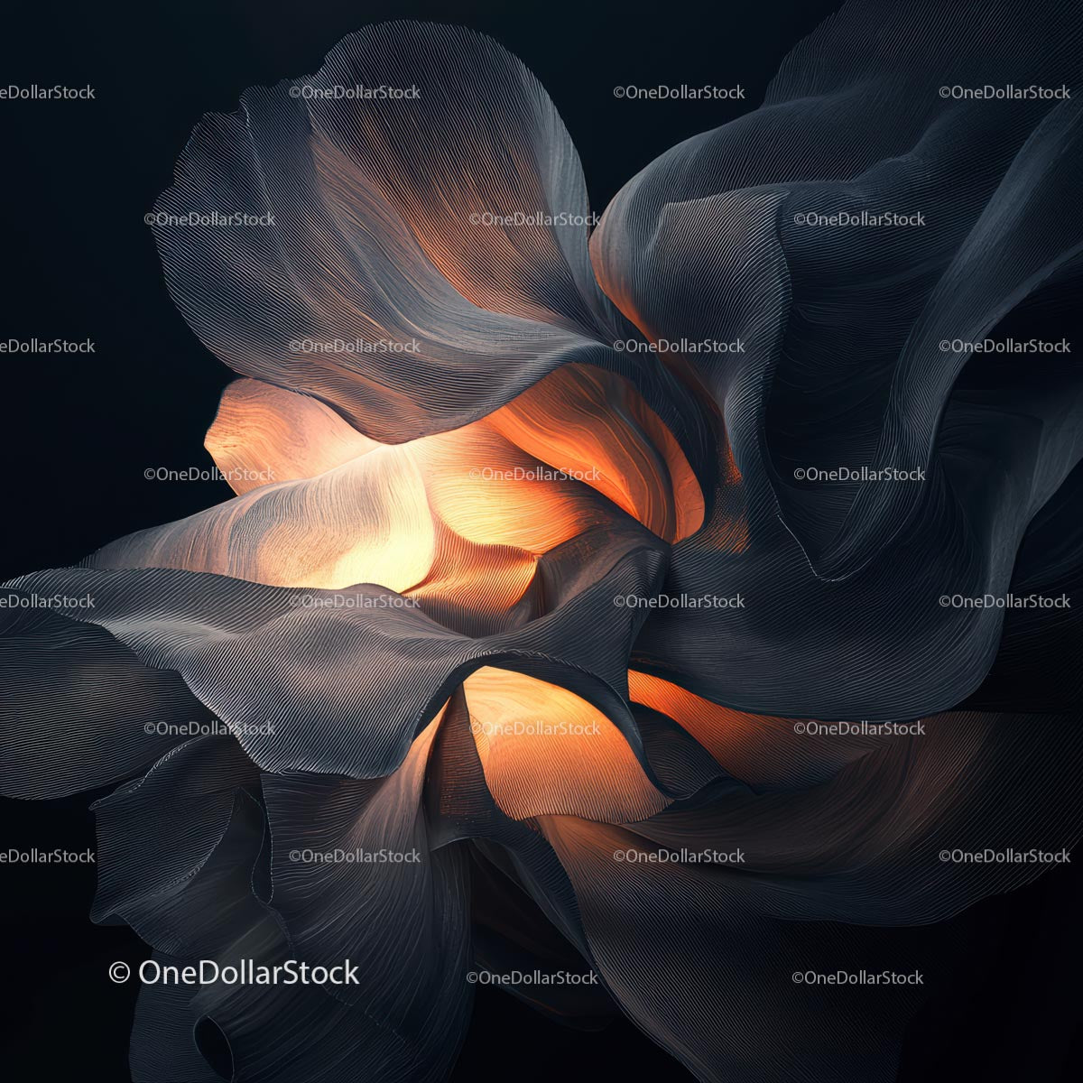 Abstract Swirling Form with Vibrant Light and Textures