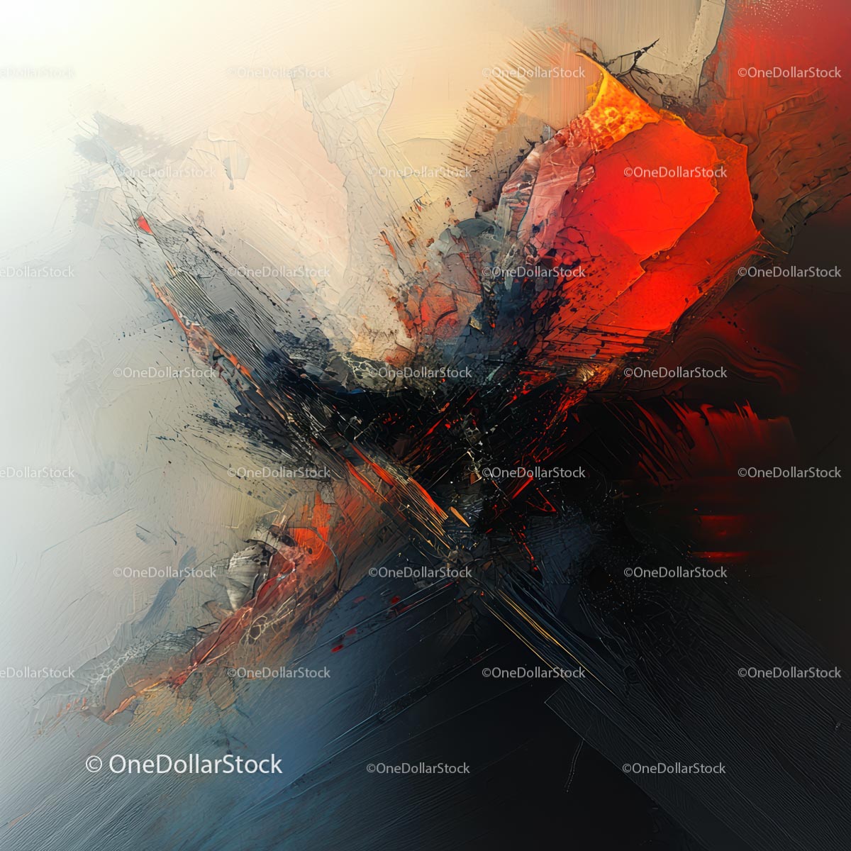 Dynamic Abstract Art with Red and Black Hues