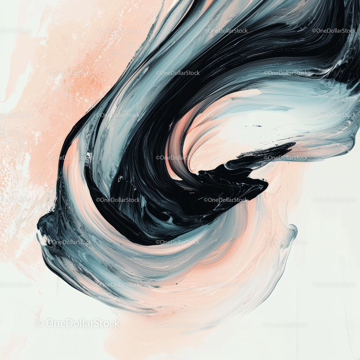 Abstract Swirl with Black and Pastel Pink Accents