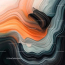 Dynamic Abstract Fluid Swirls in Orange and Black