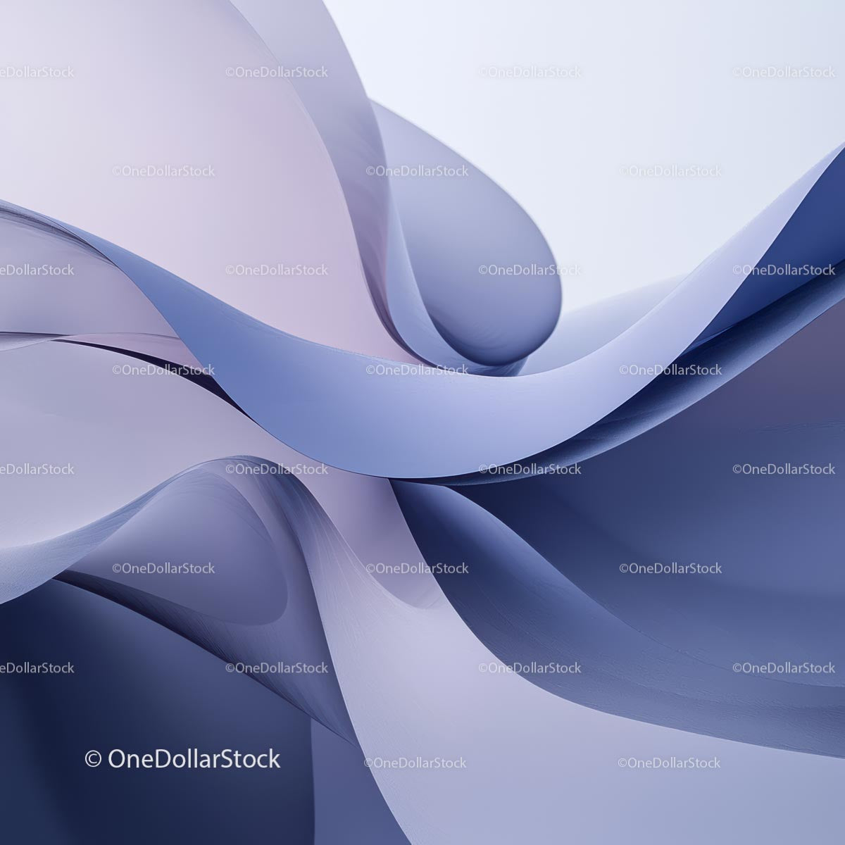 Abstract Waves of Flowing Blue Ribbons