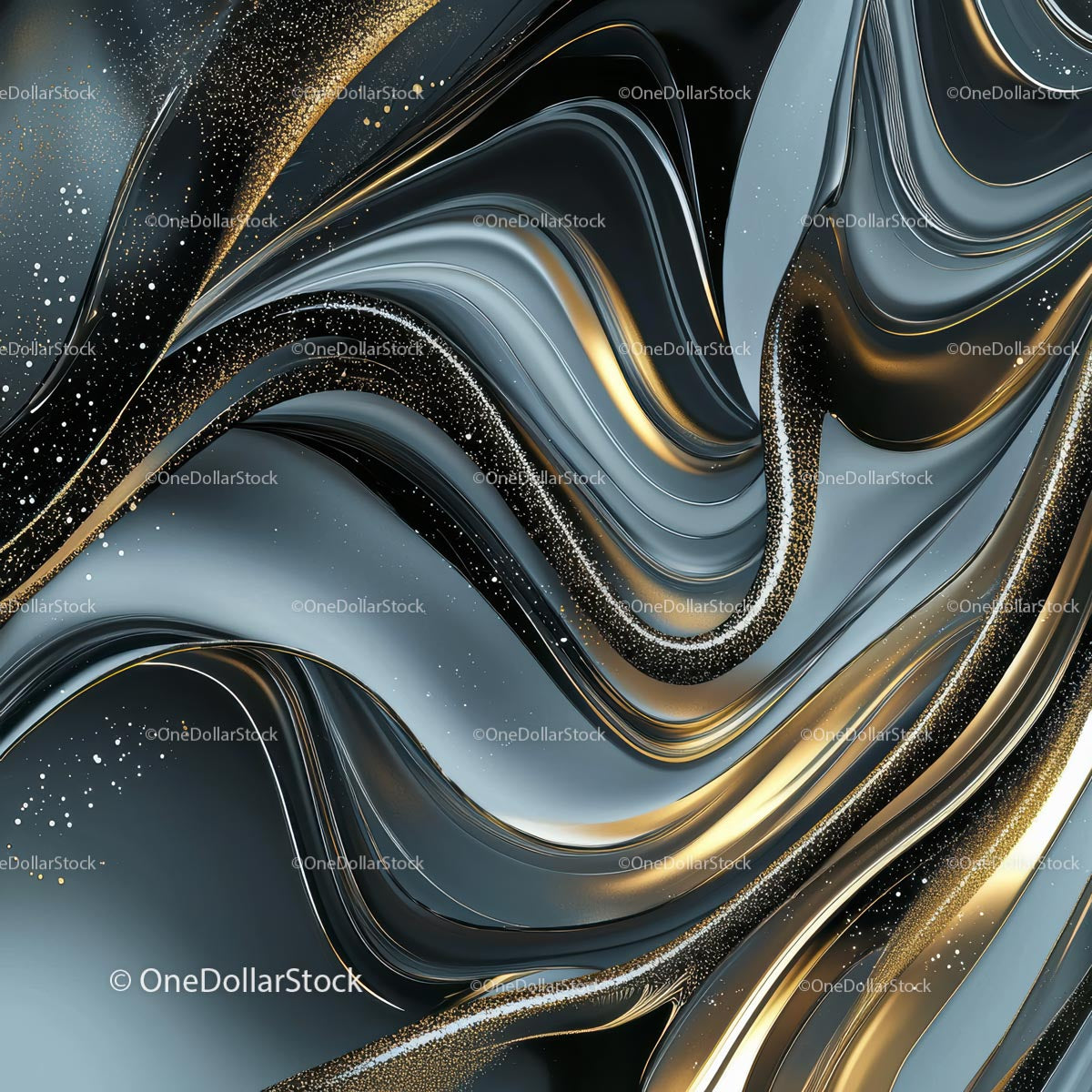 Luxurious Gold and Silver Abstract Waves