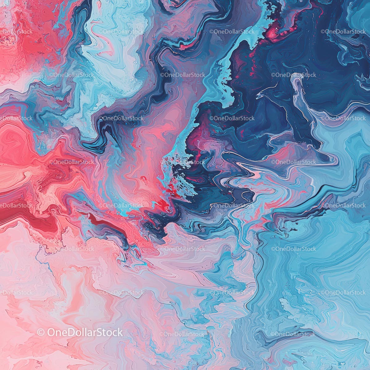 Vibrant Blue and Pink Marble Abstract Art