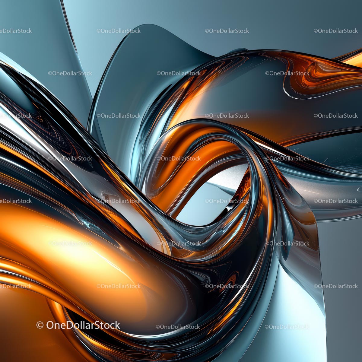 Futuristic Abstract Design with Fluid Metallic Shapes