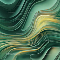 Abstract Green and Gold Curved Layer Design