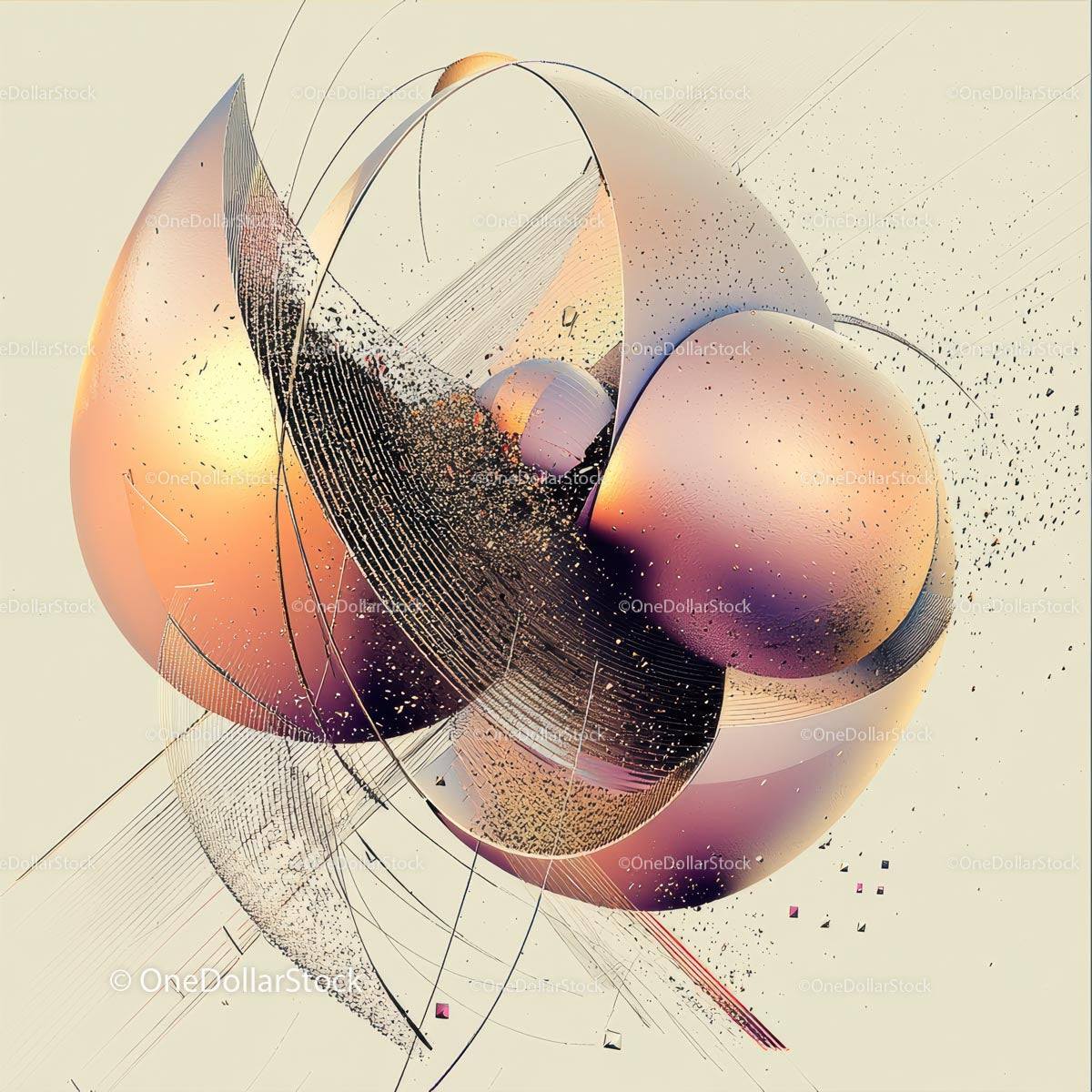 Abstract Geometric Art with Elegant Curves and Dynamic Lines