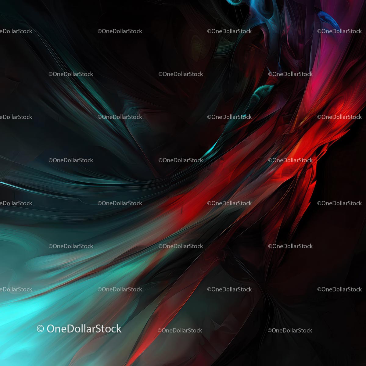 Vibrant Flowing Abstract with Red and Blue Hues