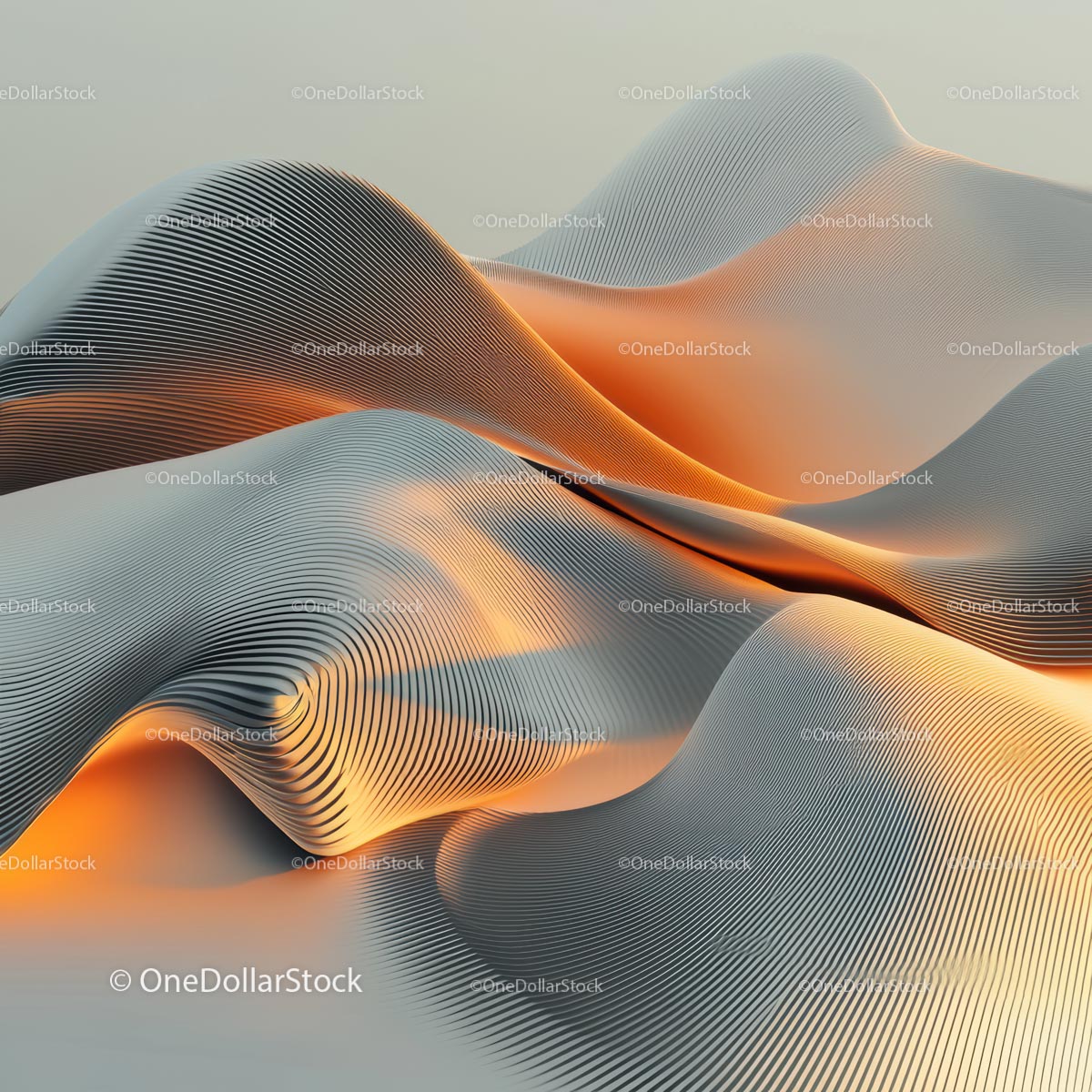 Abstract Wavy Pattern with Orange Highlights