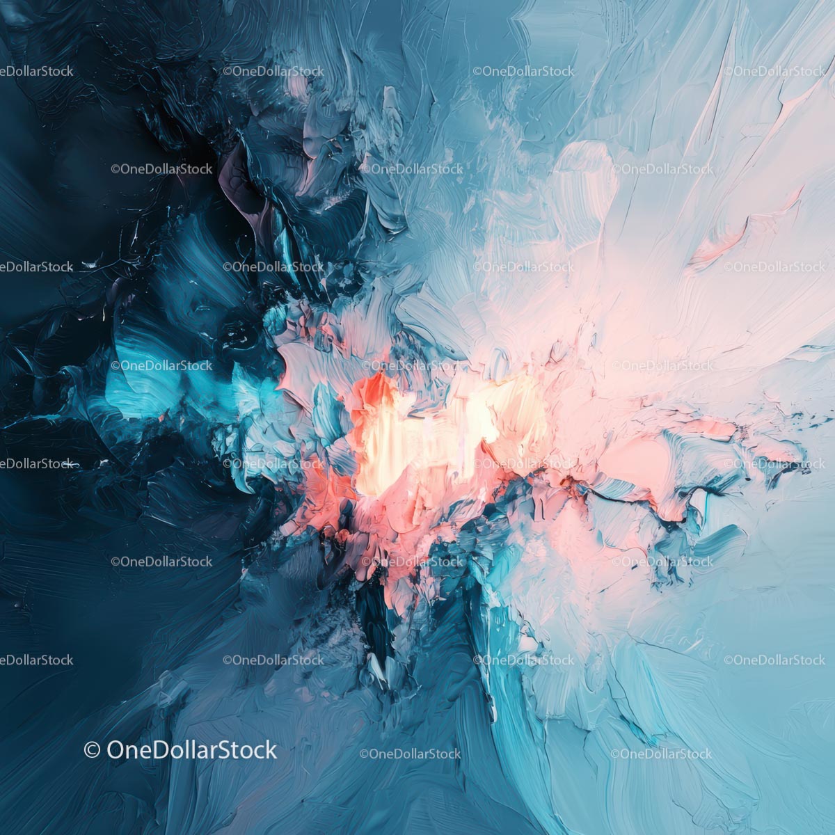 Vibrant Abstract Painting with Blue and Pink Hues