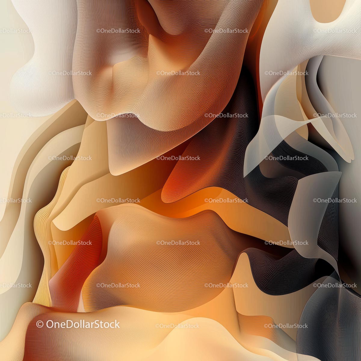 Abstract Flowing Shapes with Warm Pastel Colors