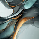 Elegant Abstract Fluid Design with Golden and Blue Tones