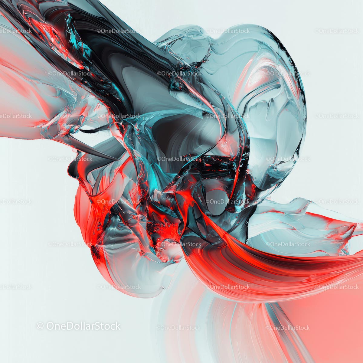 Dynamic Abstract Art with Red and Black Swirling Patterns