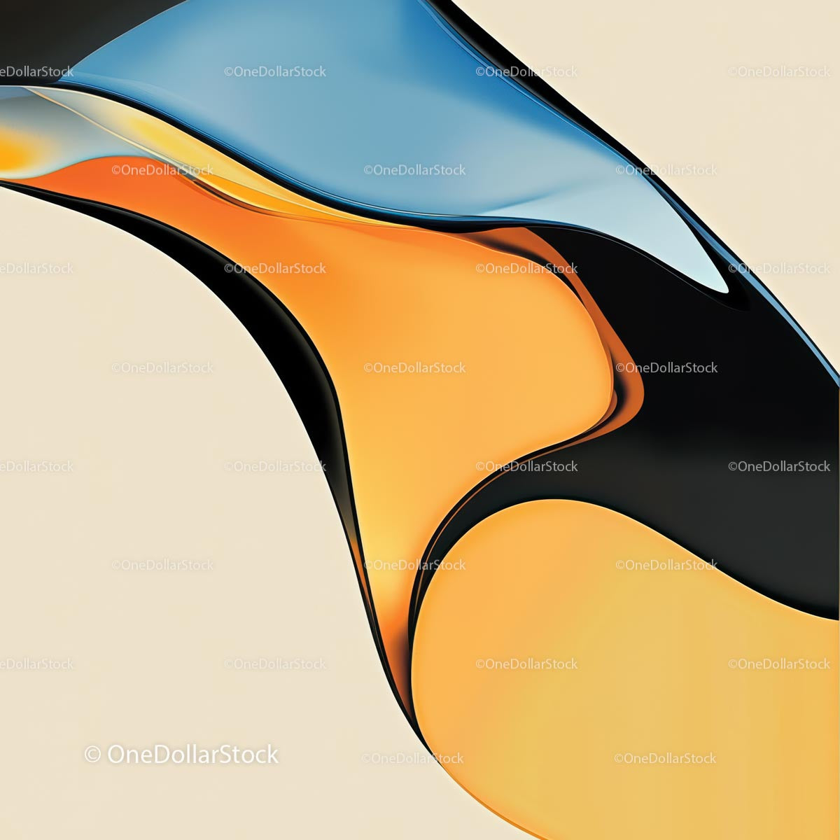 Fluid Abstract Design with Orange and Black Tones