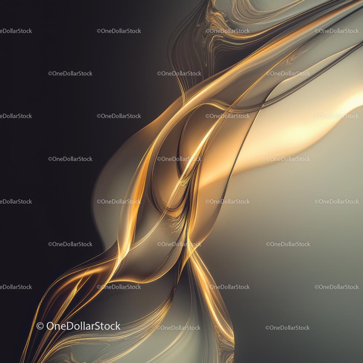 Elegant Golden Swirl in Abstract Digital Art