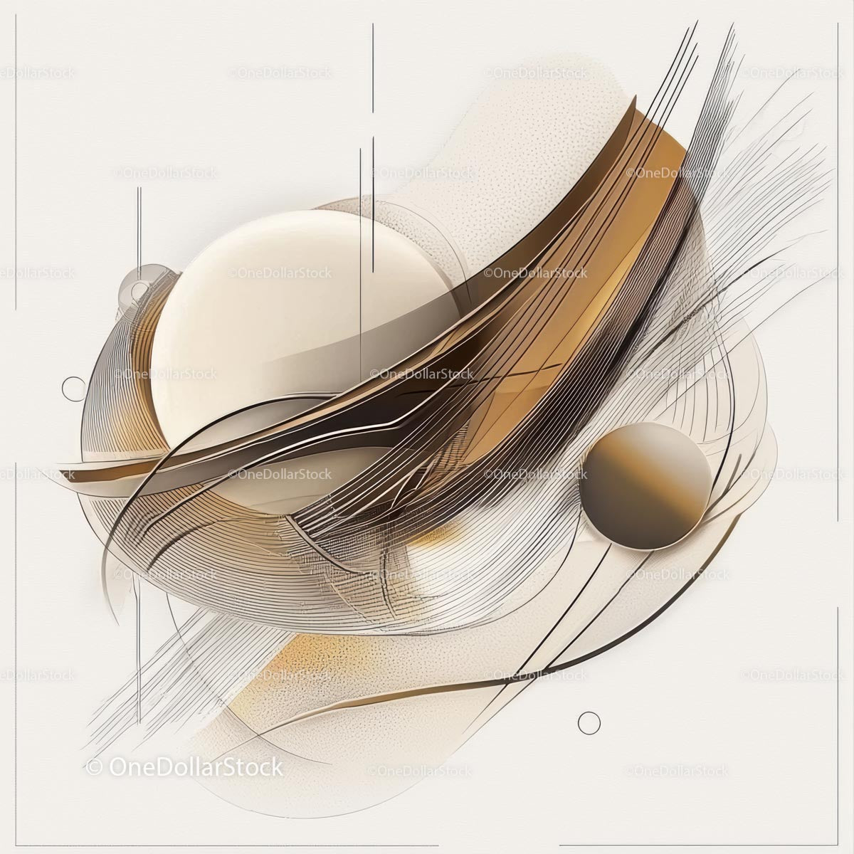 Elegant Abstract Composition with Flowing Lines and Shapes