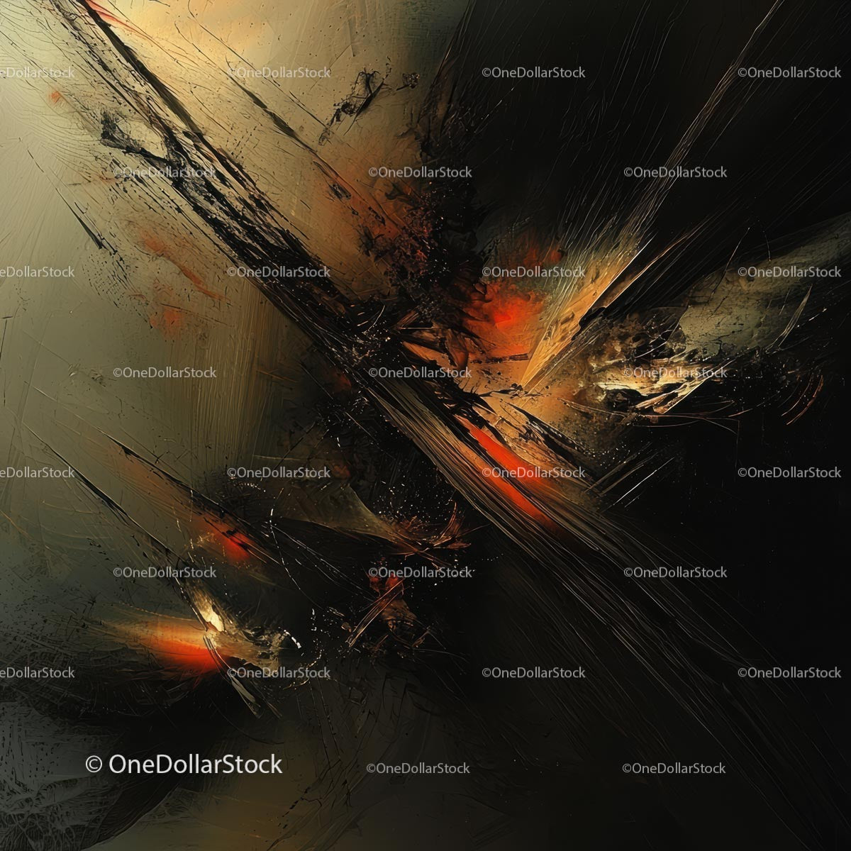 Dynamic Abstract Painting in Red and Black Hues