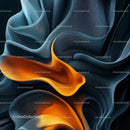 Abstract Fluid Waves in Orange and Blue Color Spectrum