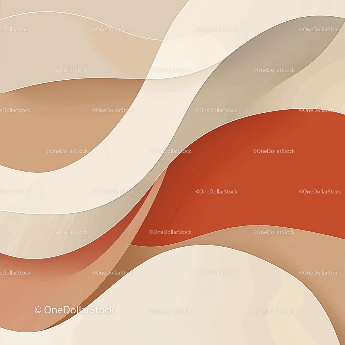 Elegant Abstract Design with Beige and Red Waves