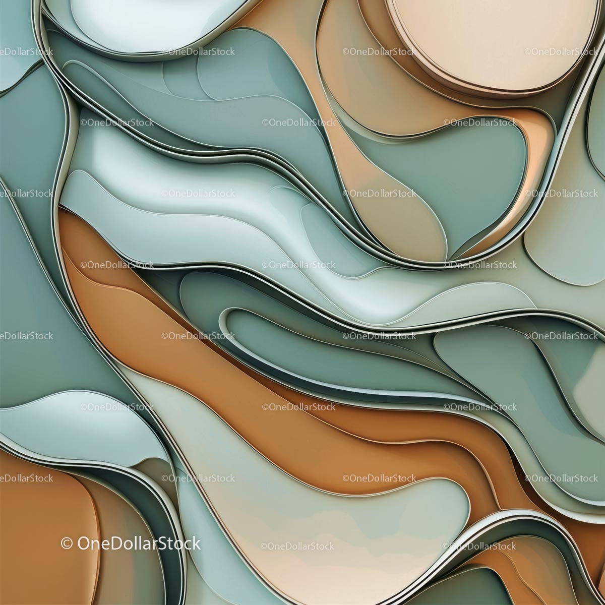 Abstract Fluid Shapes with Earthy Tones