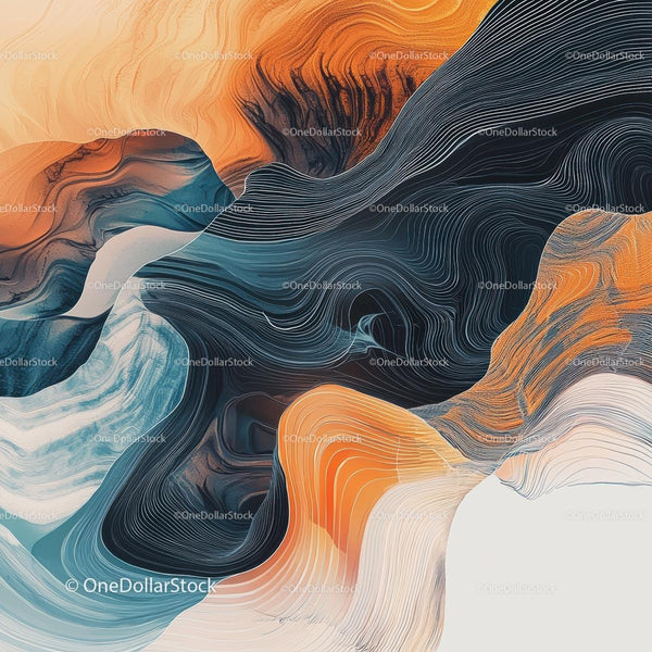 Dynamic Abstract Art with Blue and Orange Swirls