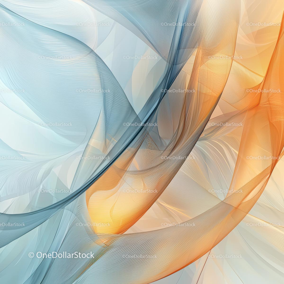 Abstract Flowing Curves in Blue and Orange