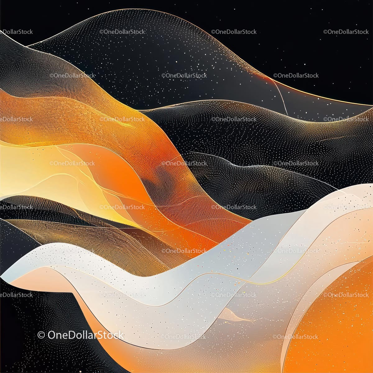 Abstract Waves with Vibrant Orange and White Tones