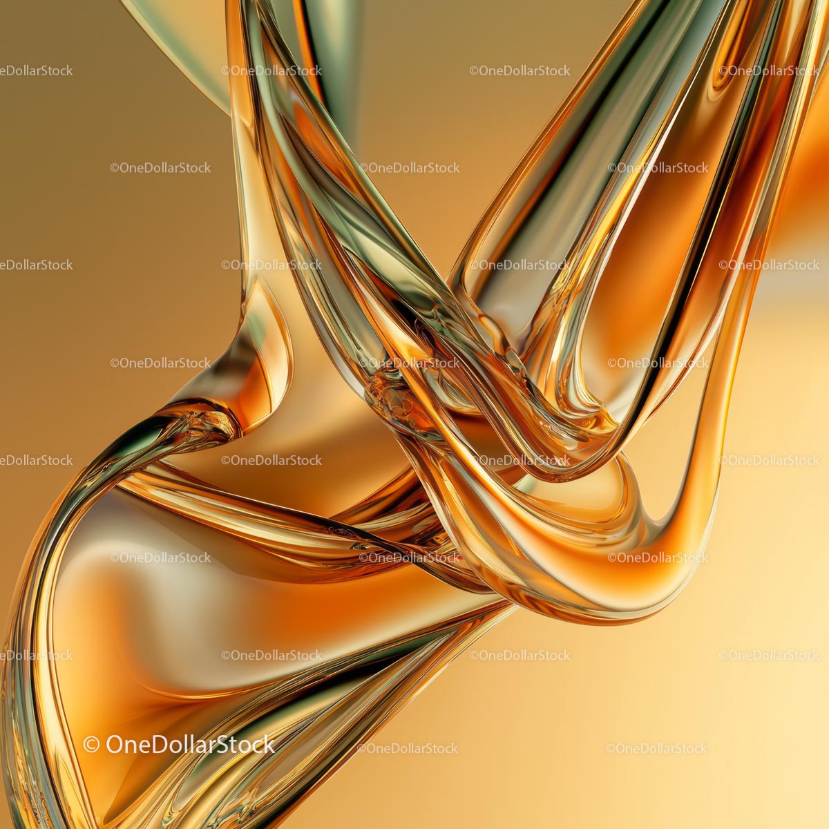 Fluid Glass Sculpture with Orange Hues in Motion