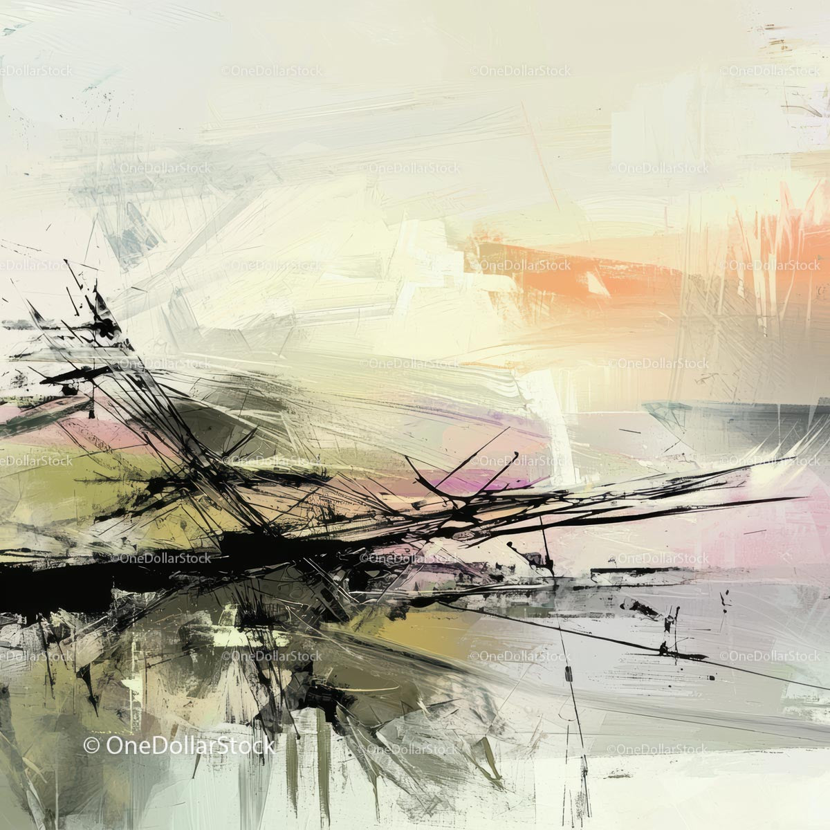 Dynamic Abstract Art with Vibrant Colors and Textures