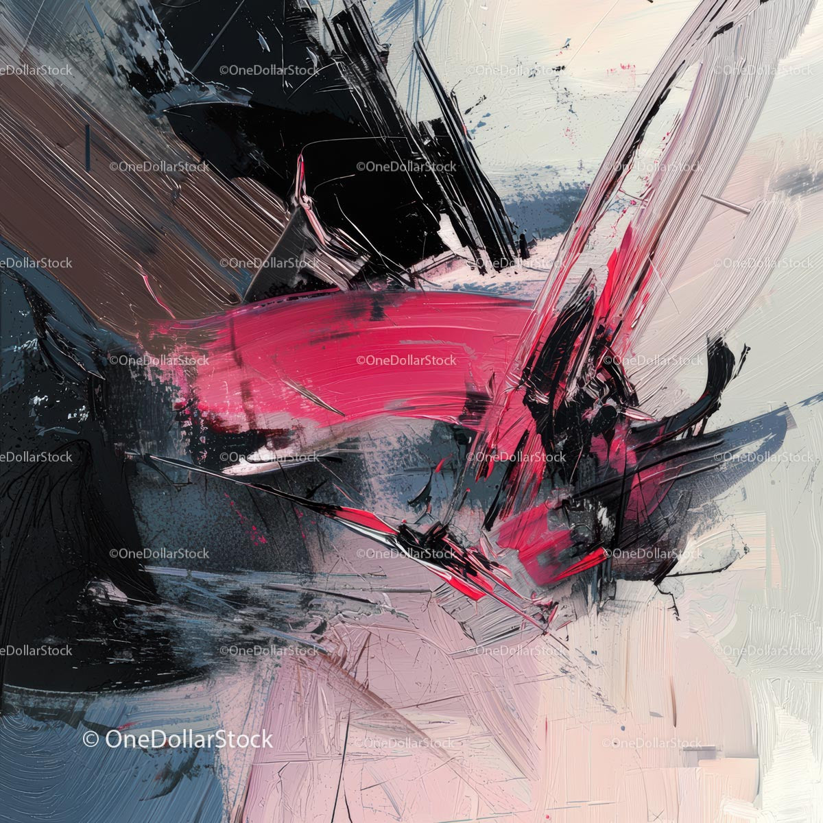 Dynamic Abstract Composition with Pink and Grey Tones