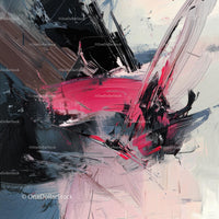 Dynamic Abstract Composition with Pink and Grey Tones
