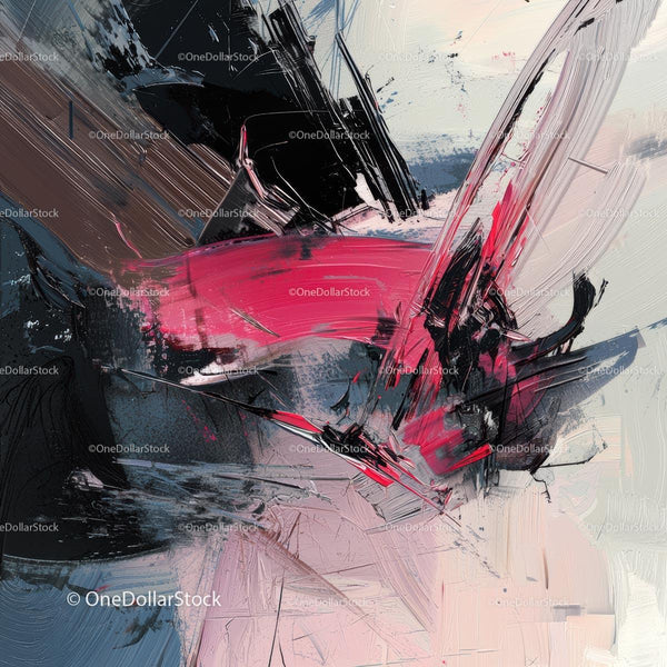 Dynamic Abstract Composition with Pink and Grey Tones