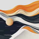 Abstract 3D Waves with Orange and Beige Hues