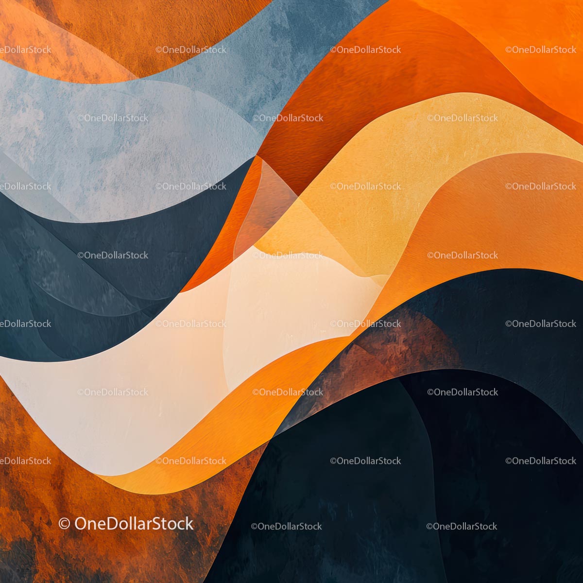 Vibrant Abstract Waves in Orange and Blue Tones