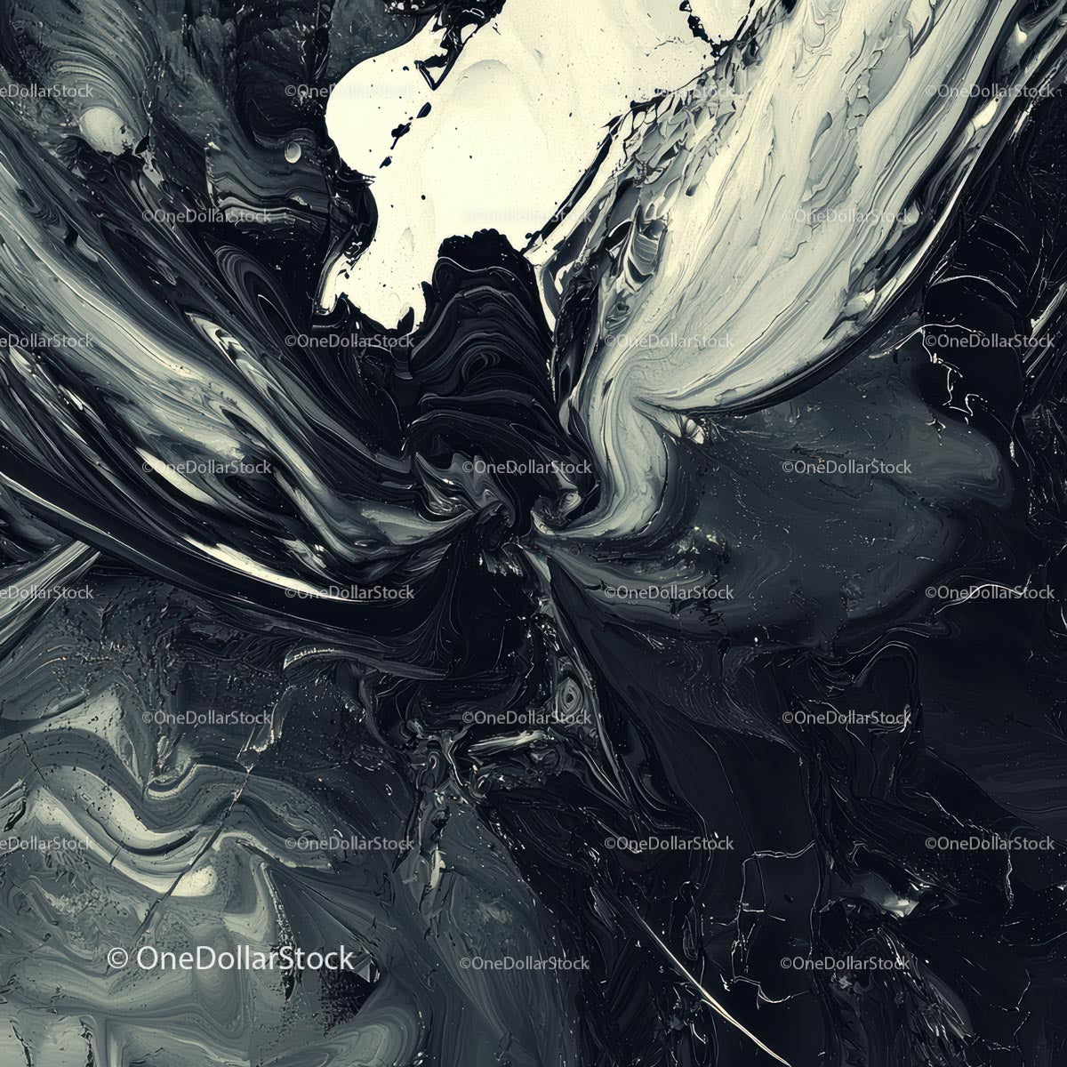 Monochrome Abstract Swirl Pattern Fluid Art