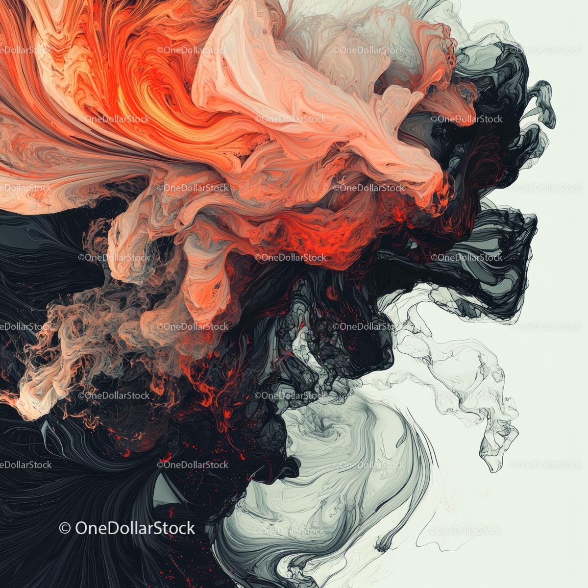 Dynamic Swirls of Red and Black Fluid Art