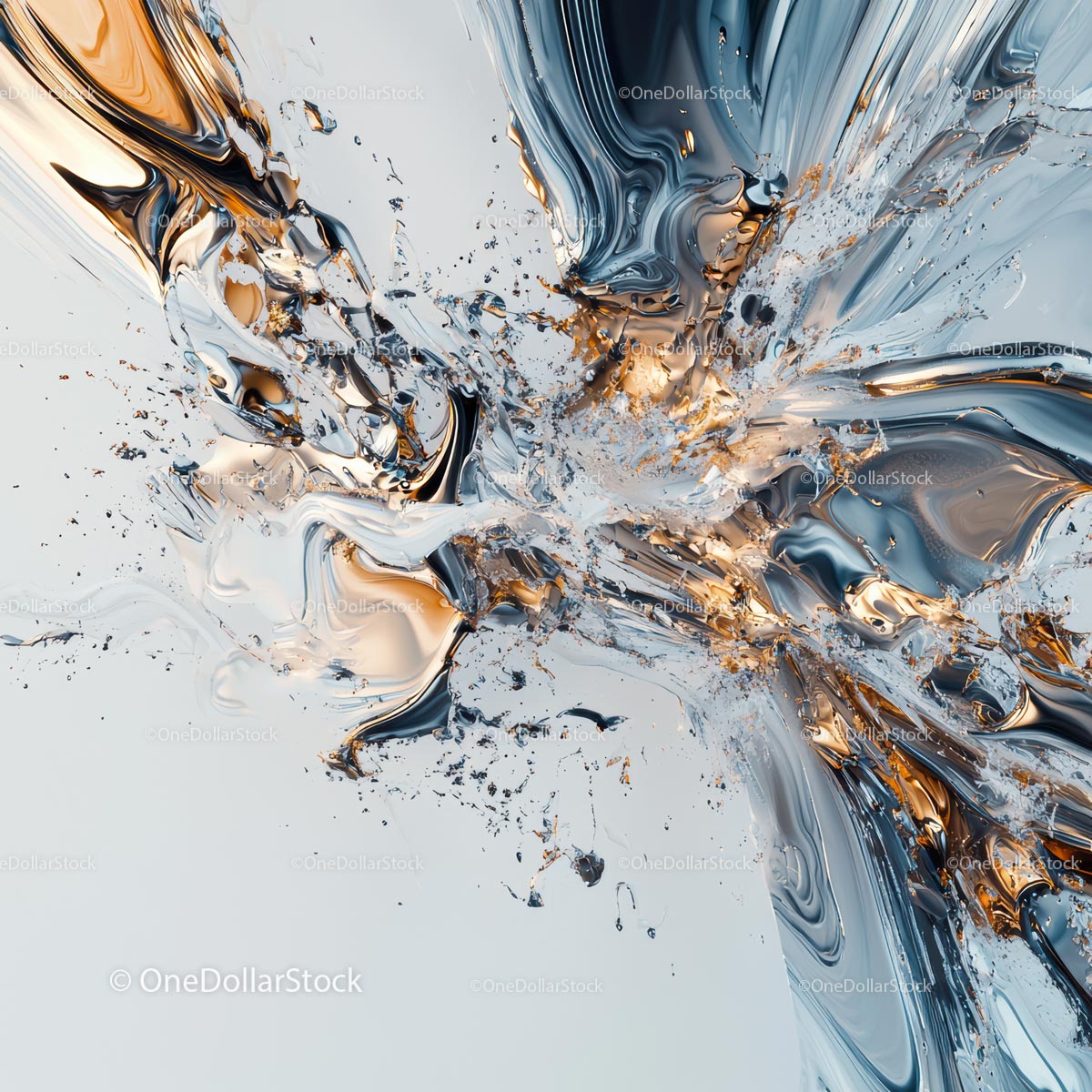 Dynamic Fluid Splash with Metallic Sheen