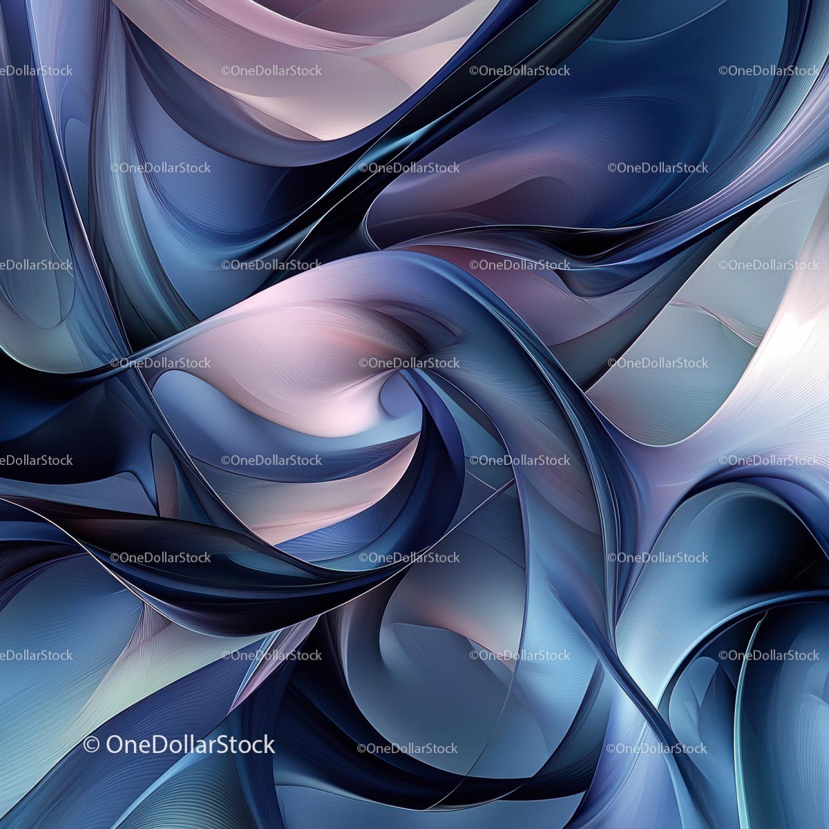 Abstract Flowing Curves in Blue Hues