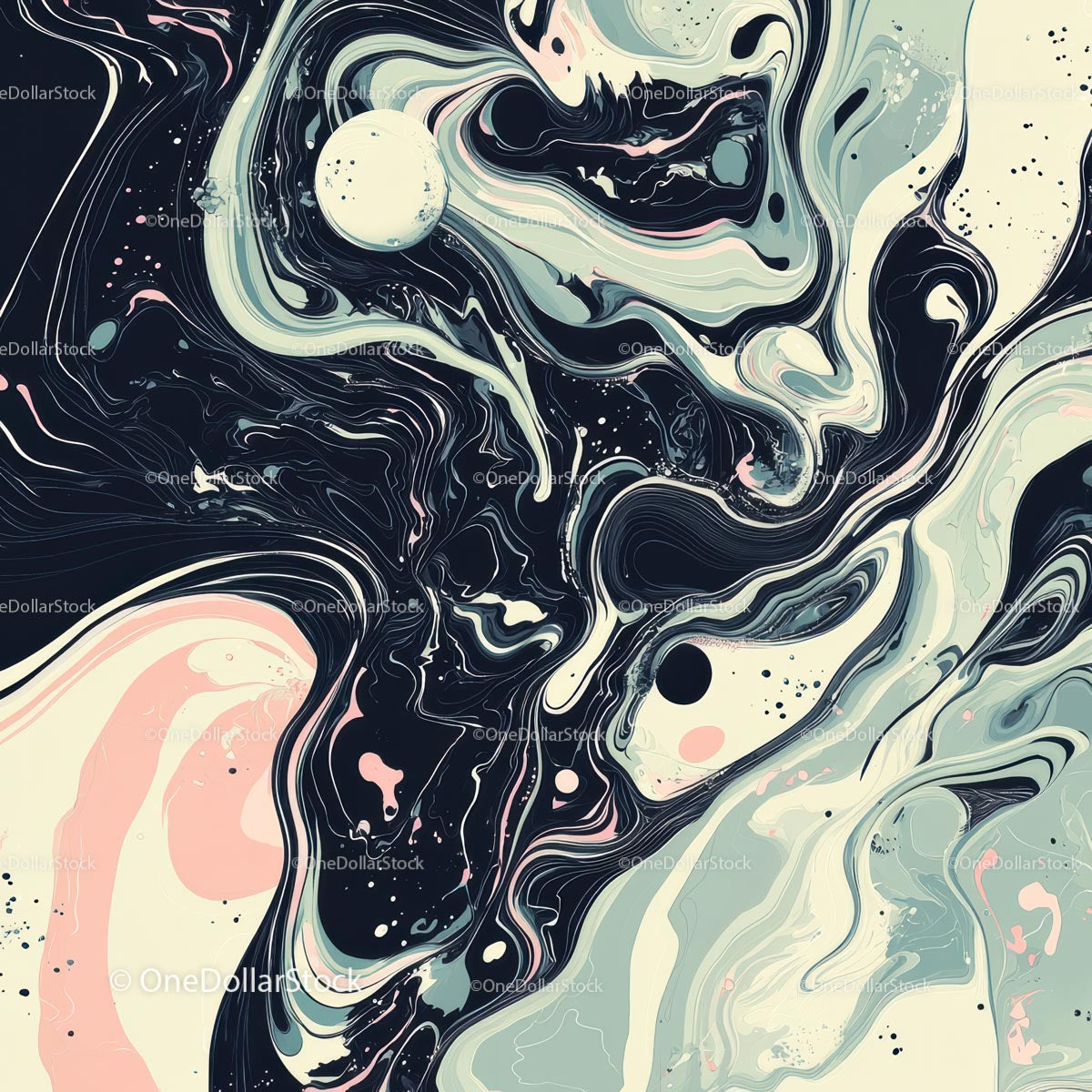 Abstract Fluid Art with Swirling Marble Pattern