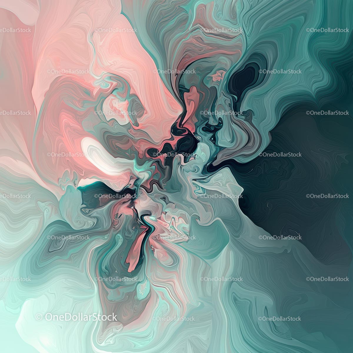 Vibrant Swirling Abstract with Soft Pink and Teal Hues