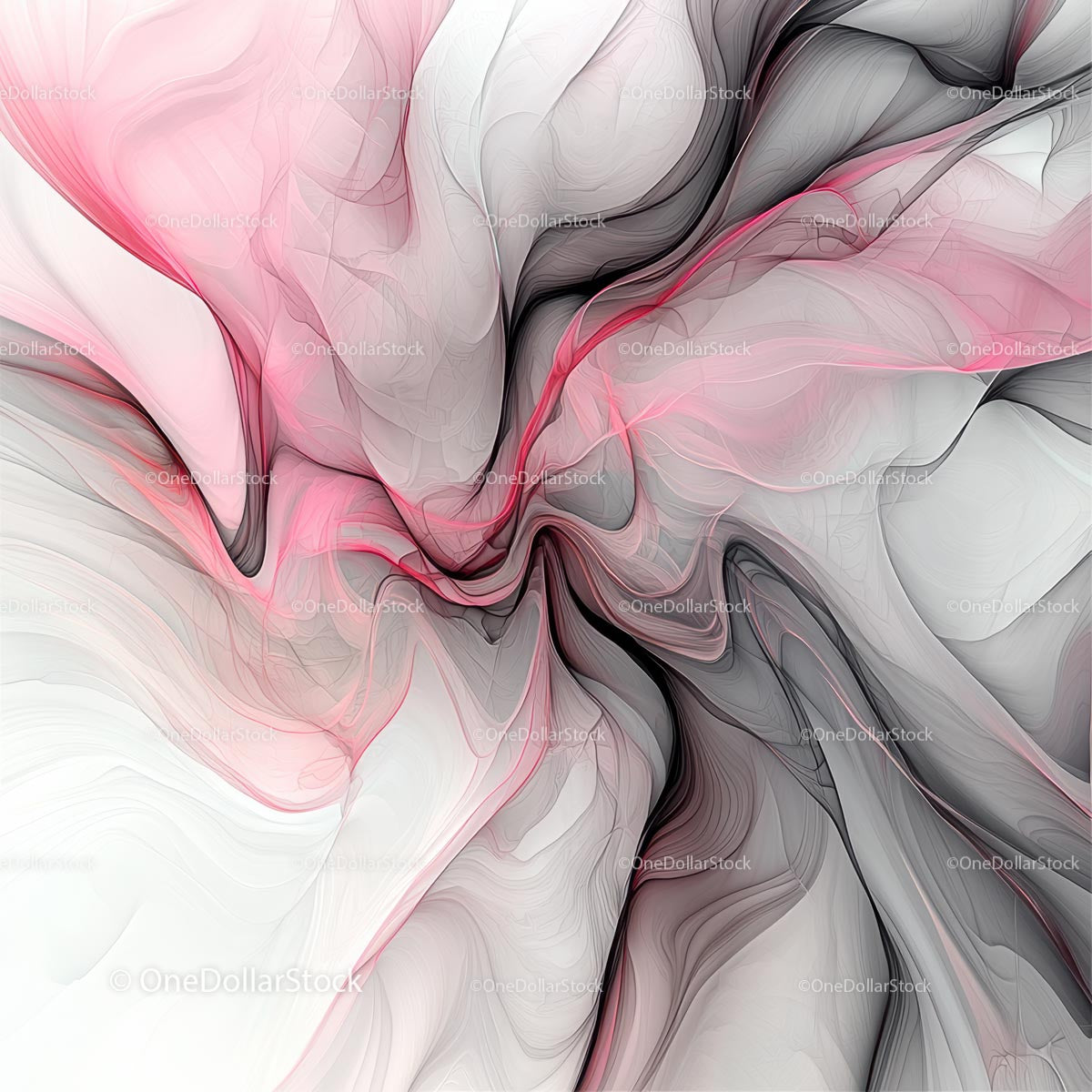 Dynamic Abstract Swirl with Pink and Grey Hues