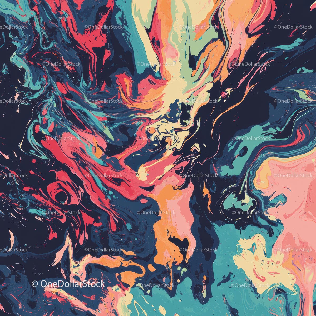 Vibrant Abstract Fluid Marbled Pattern Art